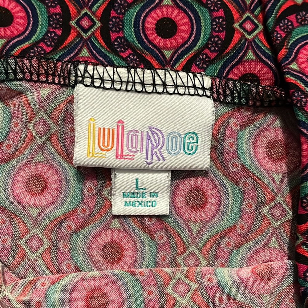 LuLaRoe Maxi Skirt in Pink, Teal, Black Geometric Print - Picture 3 of 4